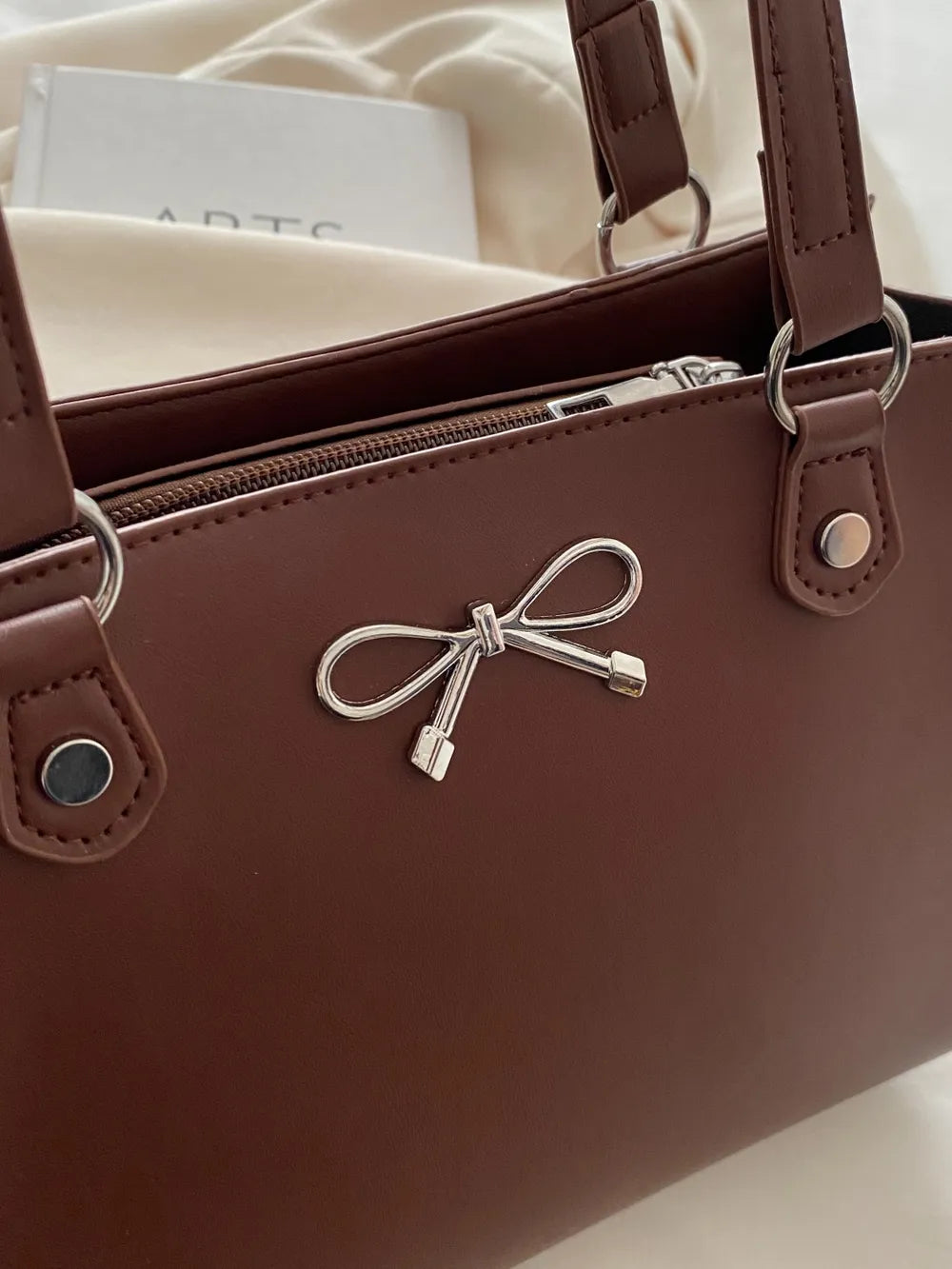 Bow PU Leather Shoulder Bag-AURA REGALIA 