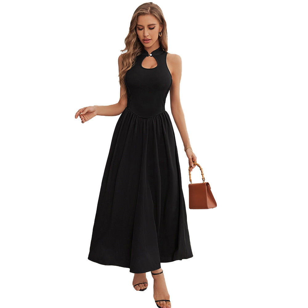 Sexy half-tall non-cufflinked dress, Opened back