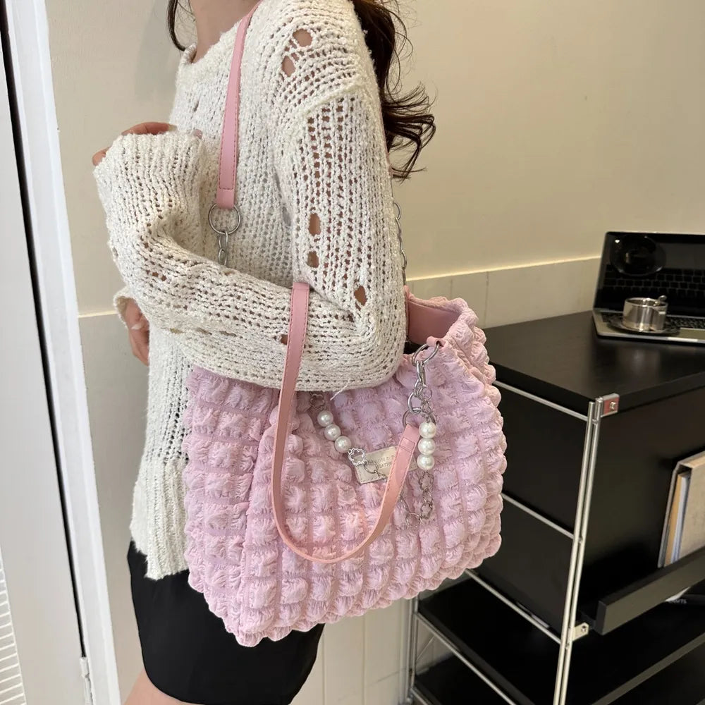 Bubble Textured Tote Bag-AURA REGALIA 