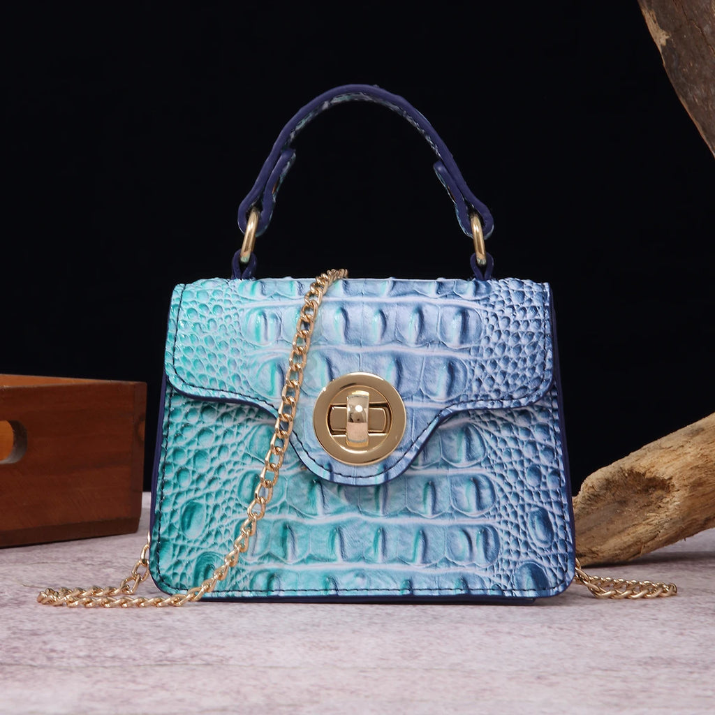 Crocodile Embossed Handbag Classic Style Little Handbag Crossbody Bag Women's Satchel Purse