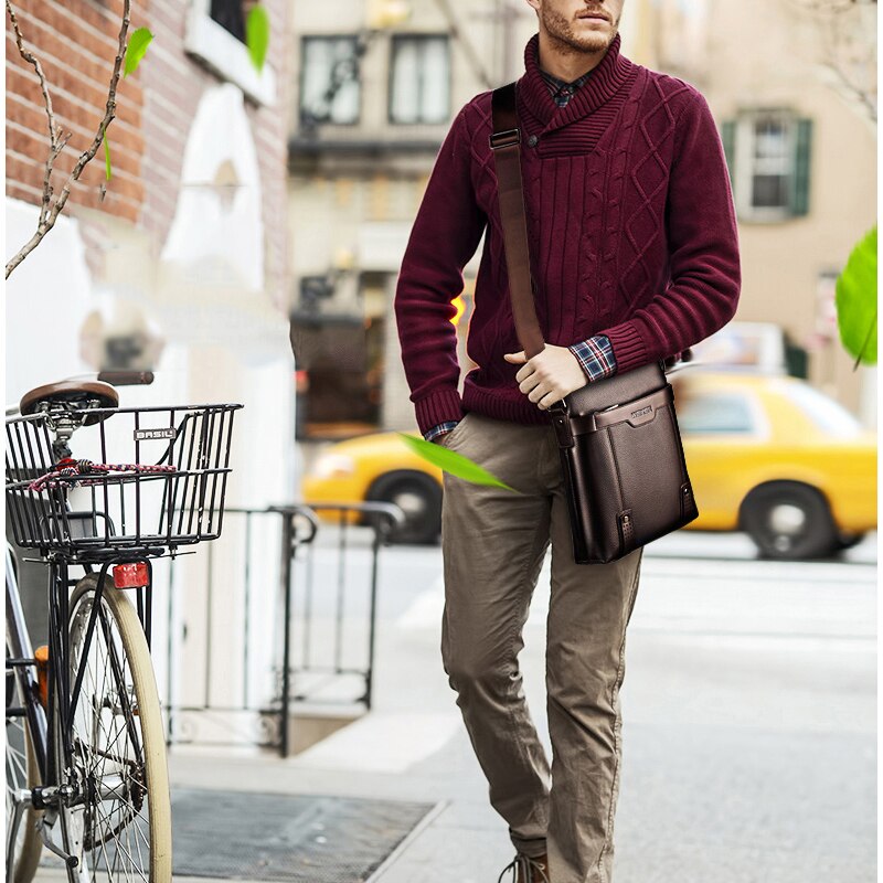 WEIXIER New Fashion PU Leather Men Messenger Bags Casual Men's Small Shoulder Bag Crossbody Business Men's Handbag Small-AURA REGALIA 