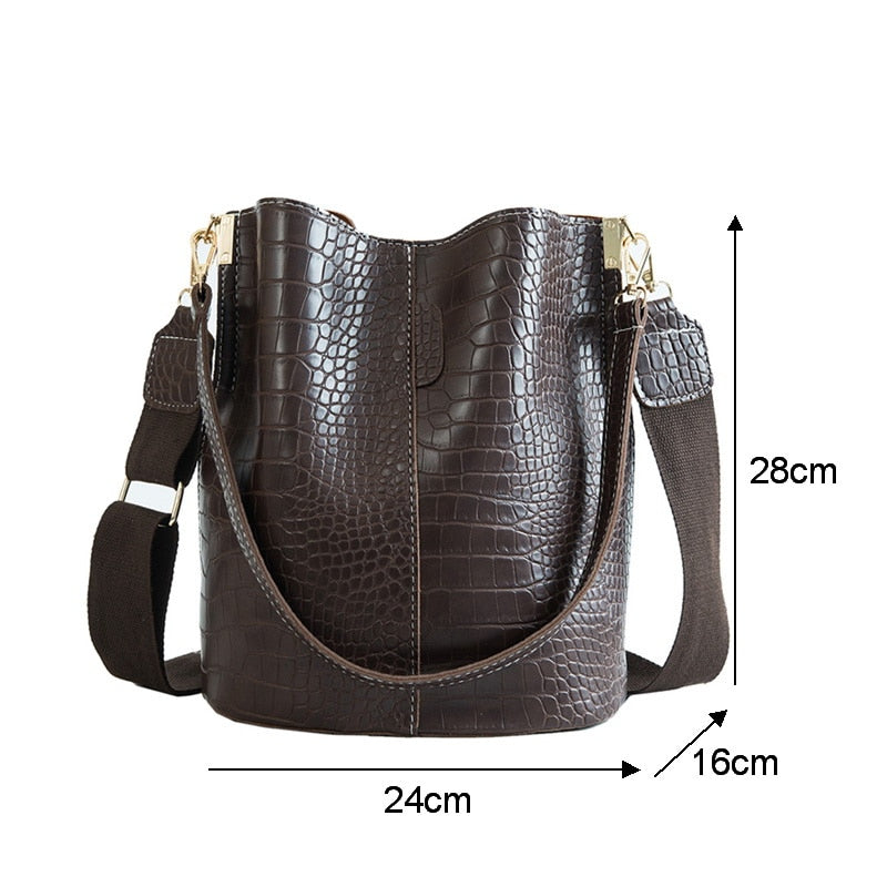 Ansloth Crocodile Crossbody Bag For Women Shoulder Bag Brand Designer Women Bags Luxury PU Leather Bag Bucket Bag Handbag HPS405-AURA REGALIA 