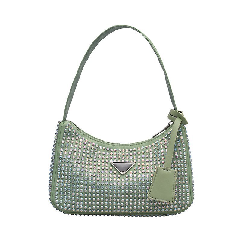 Trendy HoBo Underarm Bag Full Of Diamonds With Diamonds One-Shoulder Women's Bag Zipper Evening Tote Bag