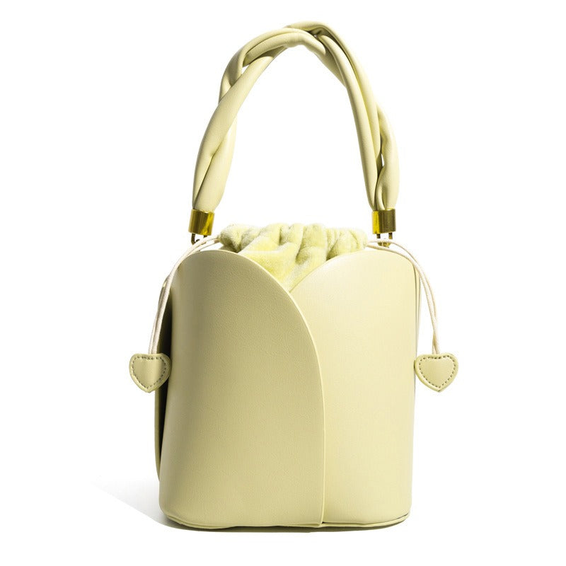 Bucket bag, petal single shoulder bag, woven feel handbag, crossbody bag for women-AURA REGALIA 