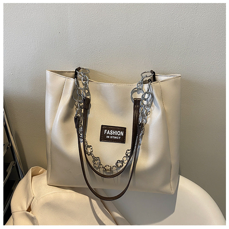 High Quality Large Bag Women's New Korean Version Large Capacity PU Soft Leather Shoulder Bag Chain Commuter Tote Bag