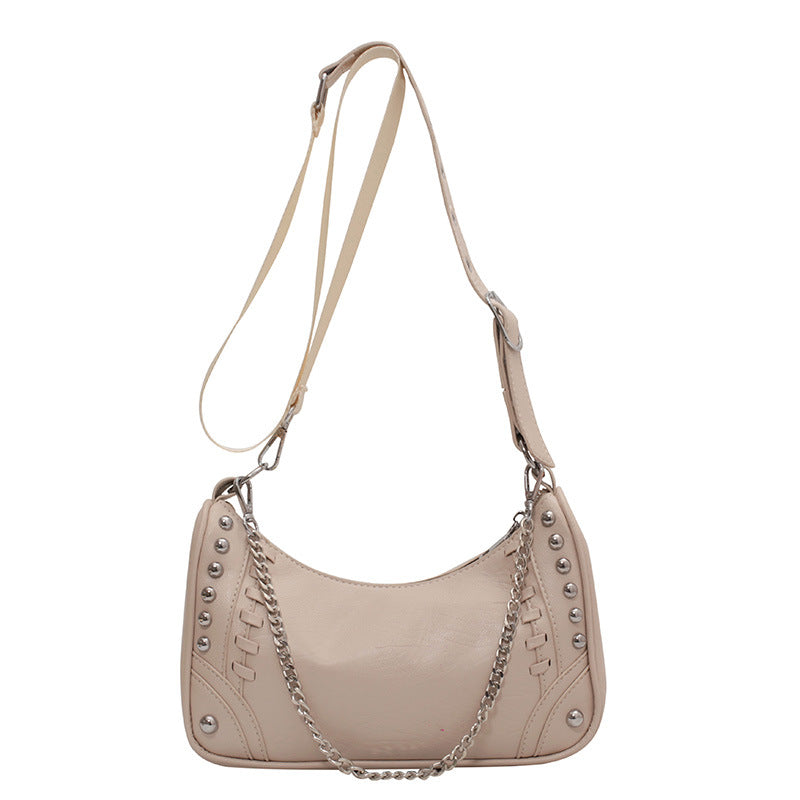 Chain Motorcycle Bag New Retro Shoulder Bag Pu Women's Bag Large Capacity Messenger Bag-AURA REGALIA 