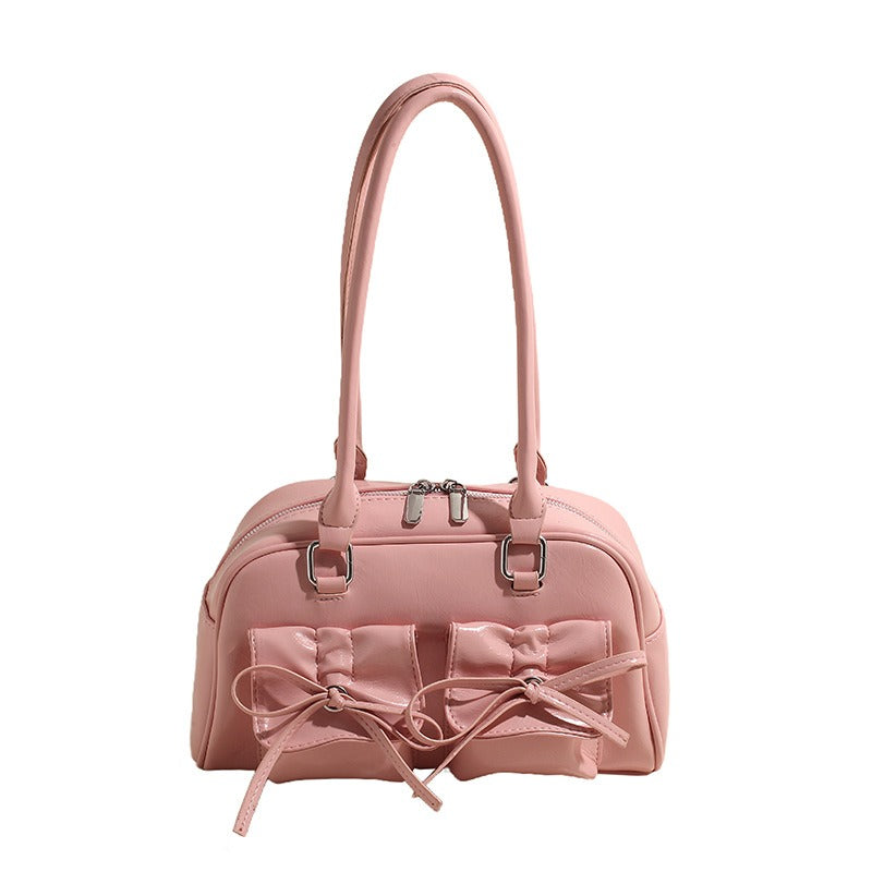 Fashion women's bag new style niche baguette bag handbag shoulder messenger bag bow hot girl armpit bag-AURA REGALIA 
