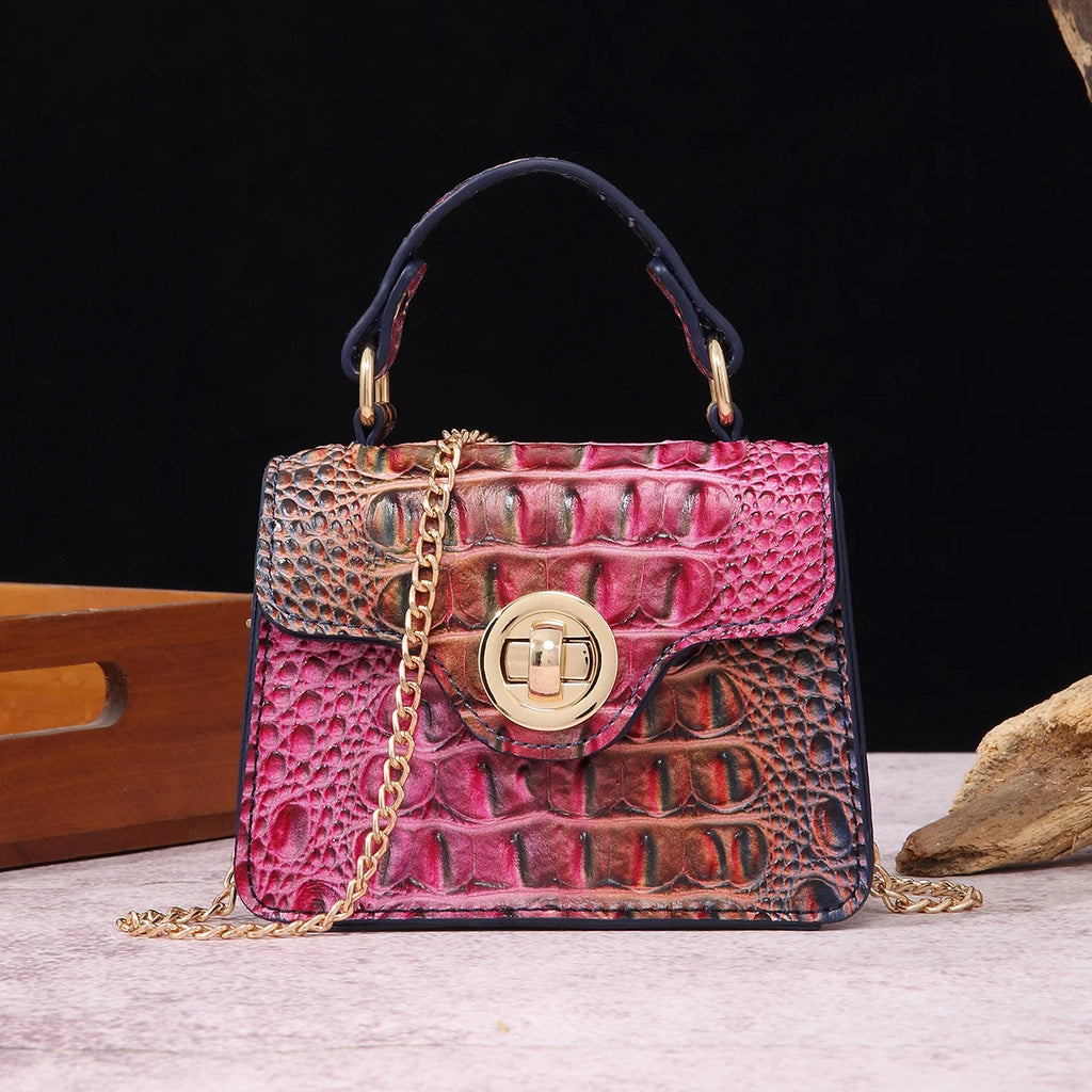 Crocodile Embossed Handbag Classic Style Little Handbag Crossbody Bag Women's Satchel Purse