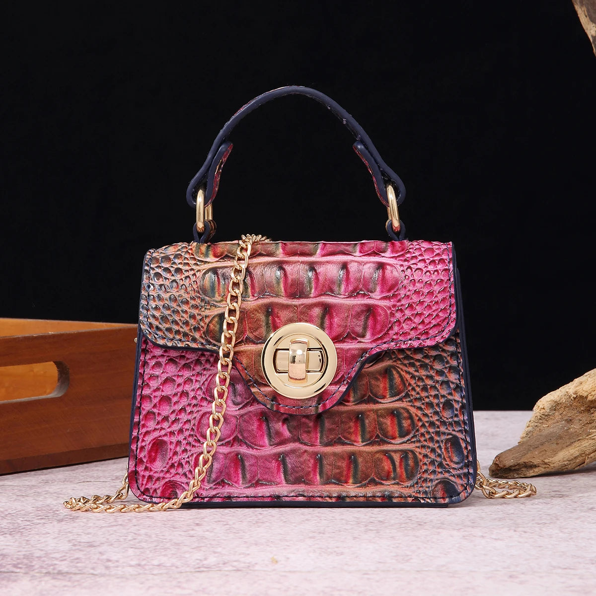 Crocodile Embossed Handbag Classic Style Little Handbag Crossbody Bag Women's Satchel Purse