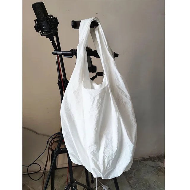 High Quality Women New Black Pleated High Capacity Canvas Personality All-match Crossbody Shoulder Bag Fashion Tide