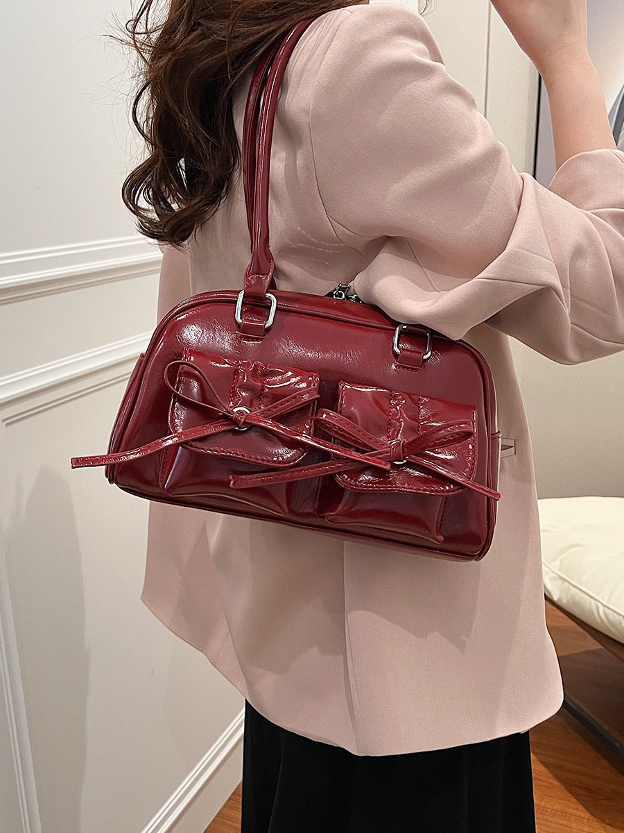 Fashion women's bag new style niche baguette bag handbag shoulder messenger bag bow hot girl armpit bag-AURA REGALIA 