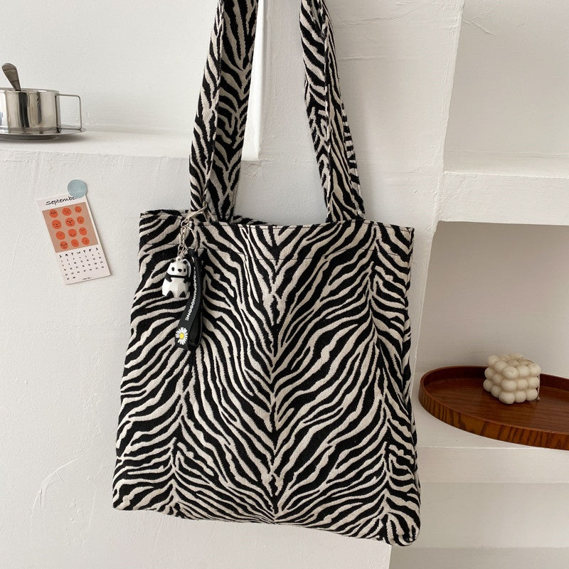 Canvas Bag Women's Trendy Net Red Korean Version Tote Bag Fashion Large-Capacity Portable Shoulder Bag