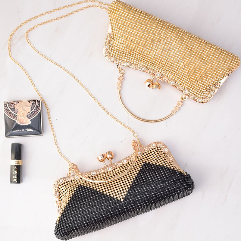 Water Diamond Dinner Bag Celebrity Handheld Bag Fashion Diagonal Straddle Bag New Versatile Evening Dress Bag Girl-AURA REGALIA 