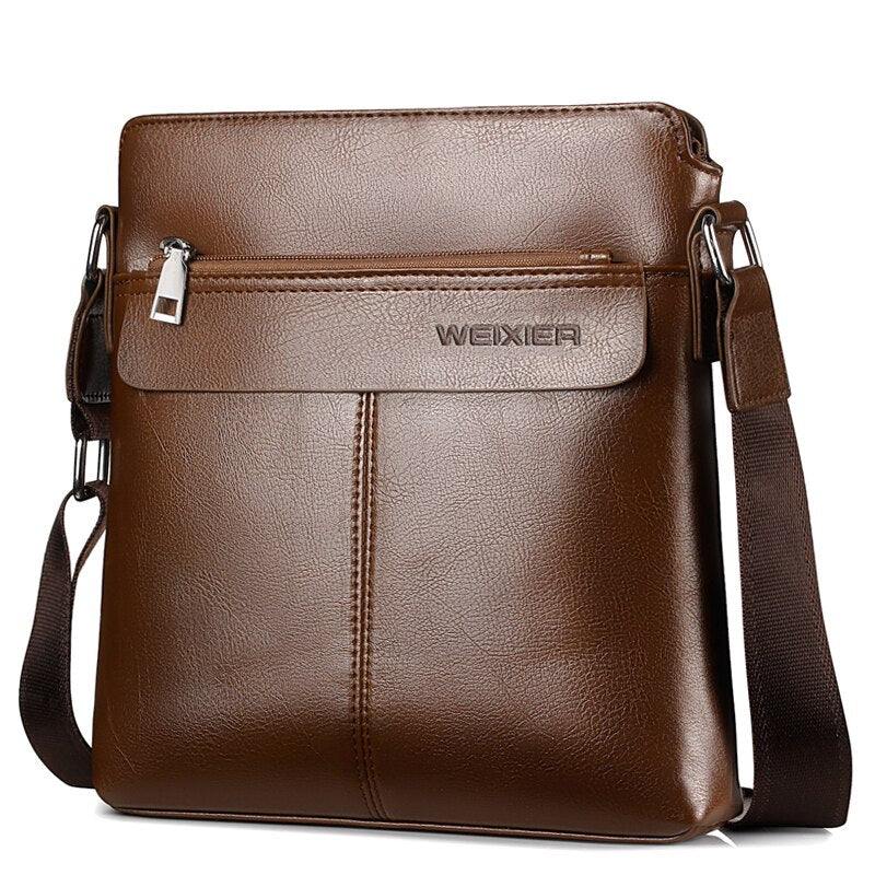 WEIXIER brand men's bag youth messenger bag zipper leather bag Ipad handbag men's shoulder bag-AURA REGALIA 