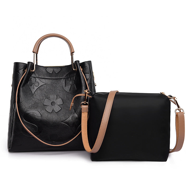 Handbag Women's Fashion Embossed Tote Bag Large Capacity Maternity Bucket Bag-AURA REGALIA 