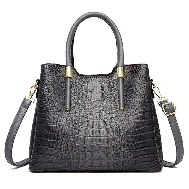 Fashion Alligator Women Handbags Designer Luxury Crocodile Pu Leather Shoulder Crossbody Bags Retro Large Tote Female Purse-AURA REGALIA 