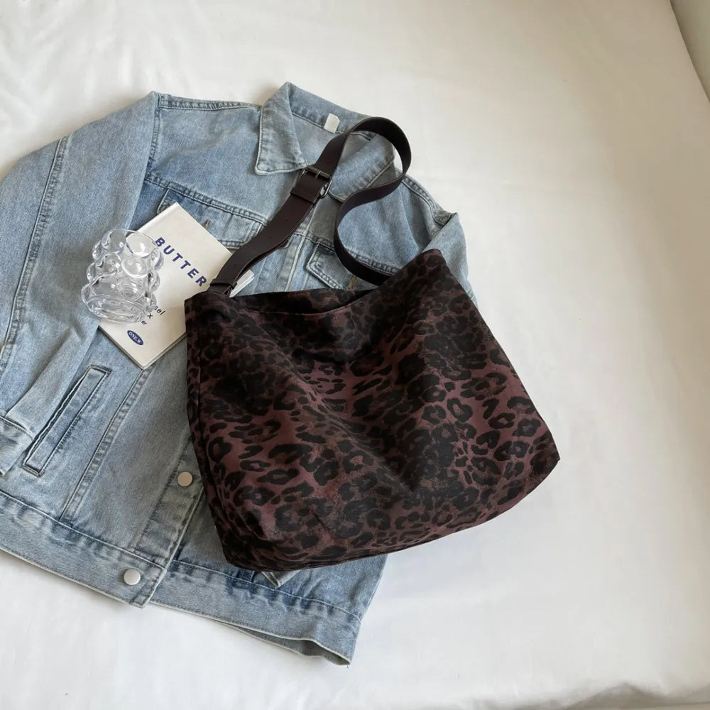 Leopard Adjustable Strap Tote Bag-AURA REGALIA 