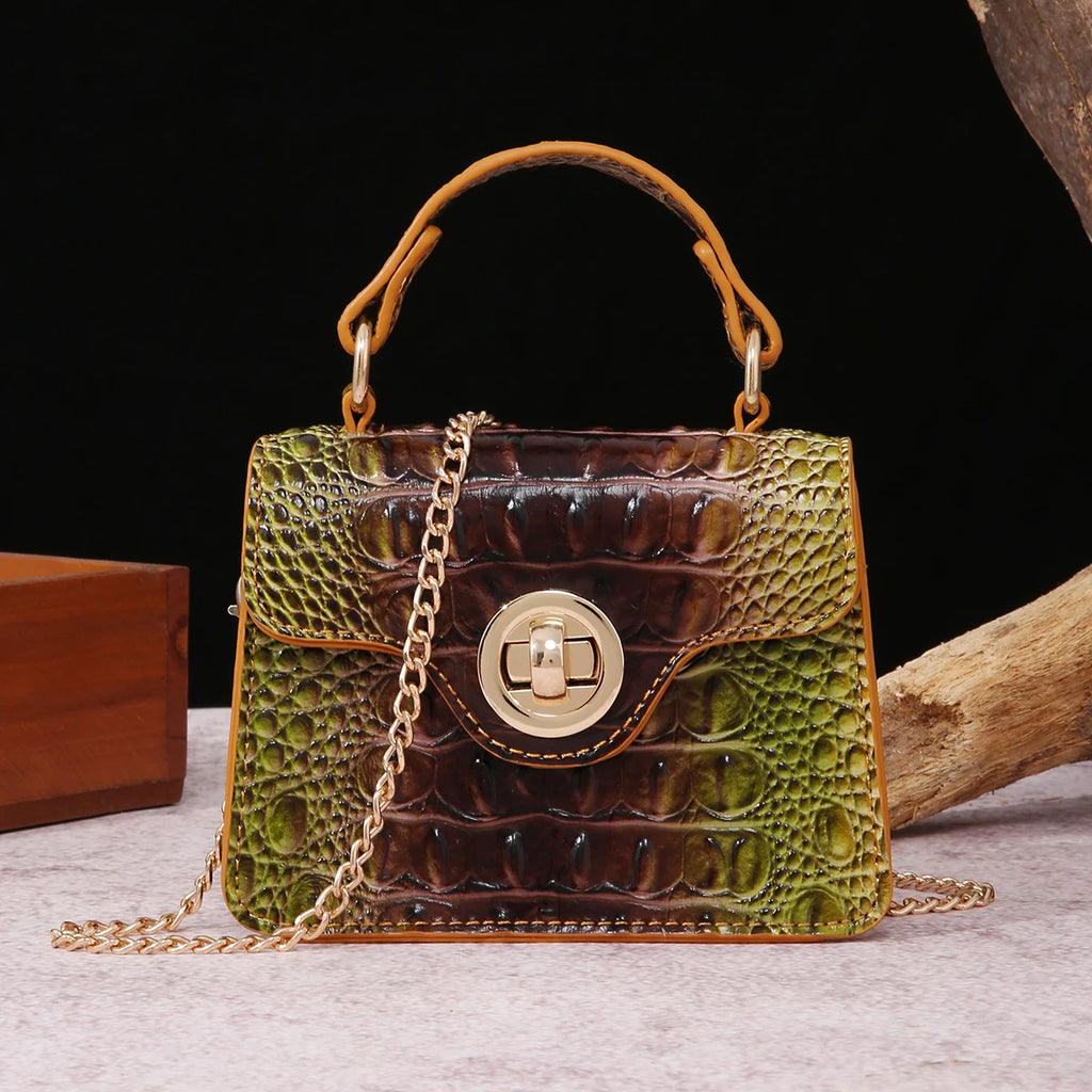 Crocodile Embossed Handbag Classic Style Little Handbag Crossbody Bag Women's Satchel Purse