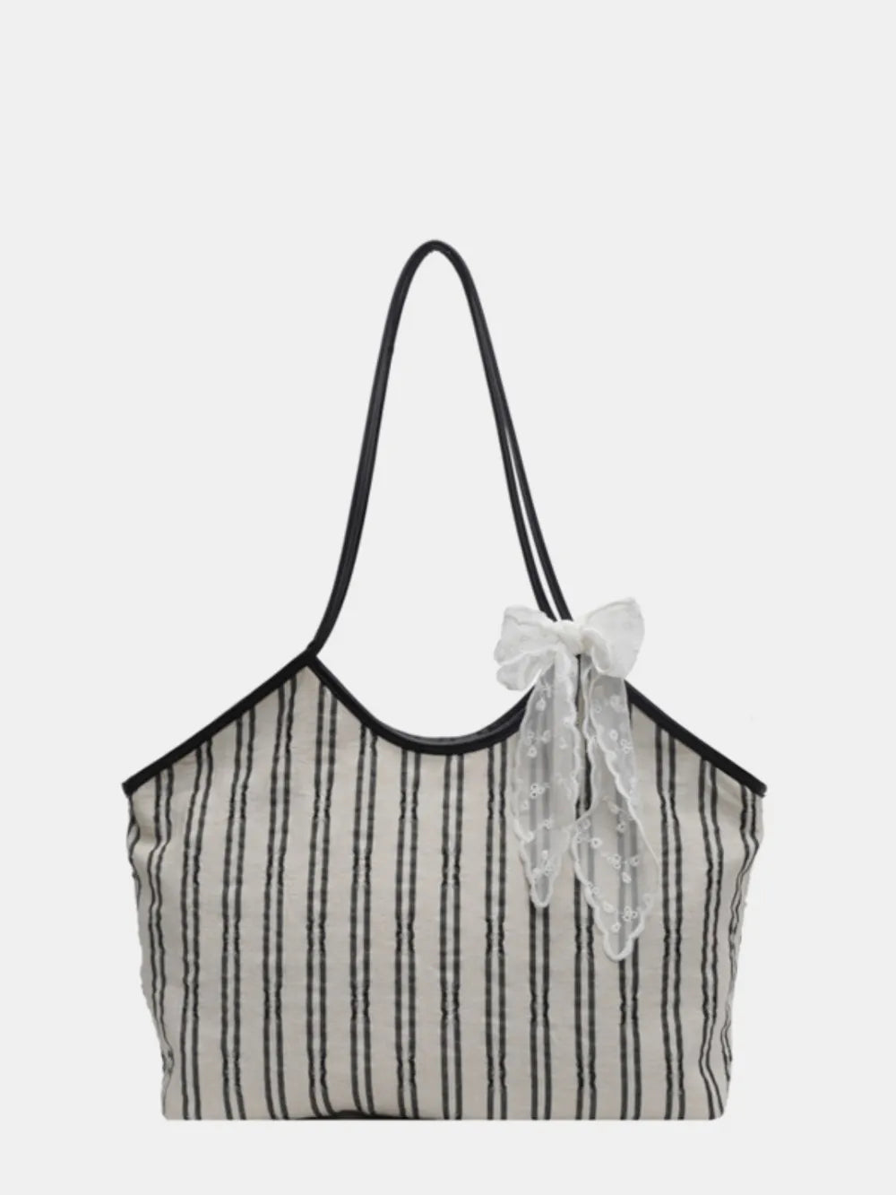 Striped Canvas Tote Bag-AURA REGALIA 