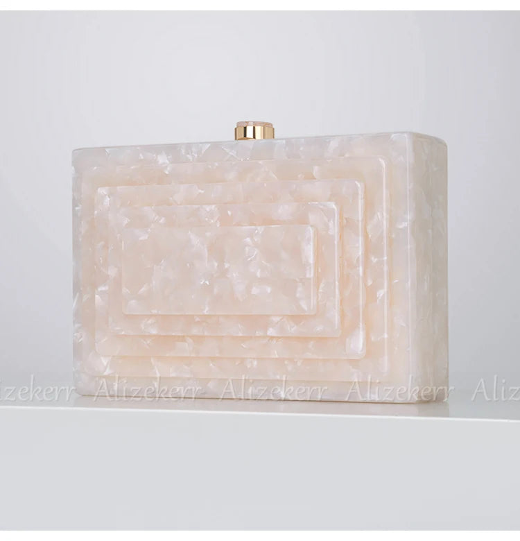 Multi-layer Acrylic Box Evening Clutch Bags Women Elegant Rose Red Purses And Handbags Ladies Chain Crossbody Bags Wedding Party