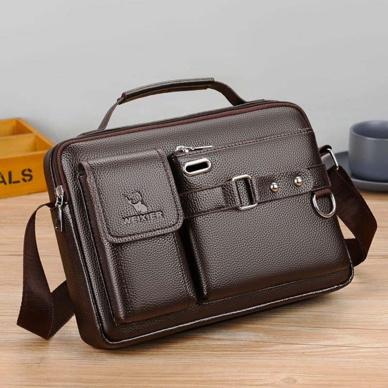 One Shoulder Bag Men's Cross Shoulder Bag Casual Handbag Business One Shoulder Cross Body Bag Men's Satchel Design Hanging Bag-AURA REGALIA 