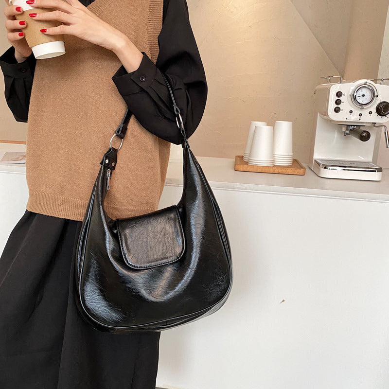 Women's Bag Texture Design Bag New Fashion Simple Retro Tote Bag ins Large Capacity One Shoulder-AURA REGALIA 