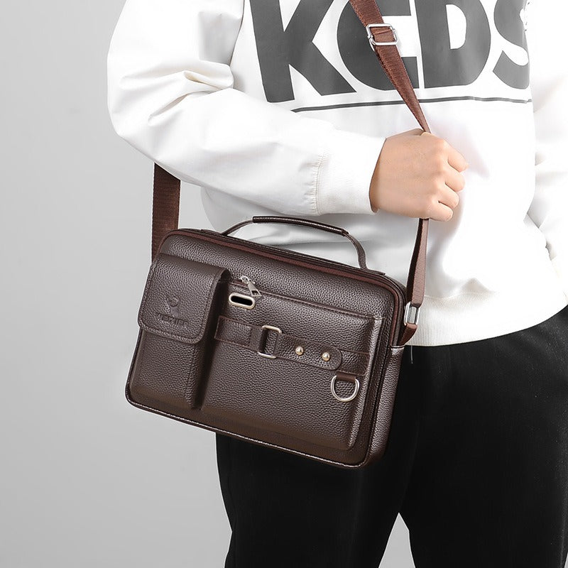 One Shoulder Bag Men's Cross Shoulder Bag Casual Handbag Business One Shoulder Cross Body Bag Men's Satchel Design Hanging Bag-AURA REGALIA 