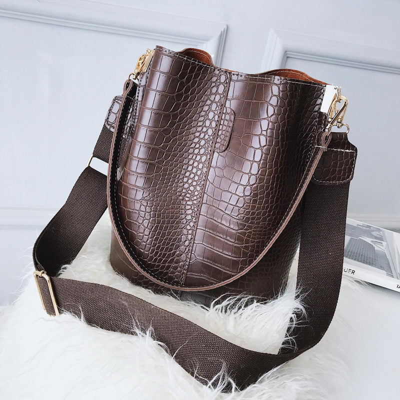 Ansloth Crocodile Crossbody Bag For Women Shoulder Bag Brand Designer Women Bags Luxury PU Leather Bag Bucket Bag Handbag HPS405-AURA REGALIA 