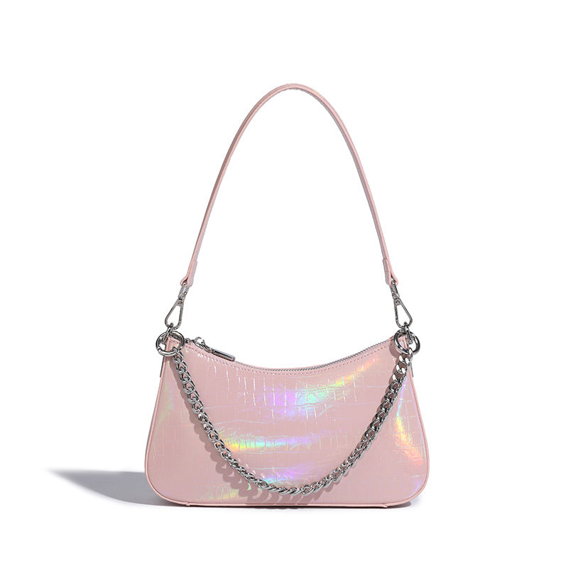 Fashion Women Underarm Shoulder Bags Gradient Colorful Tote Purses Female Chain Small Handbags Soft PU Leather Bag