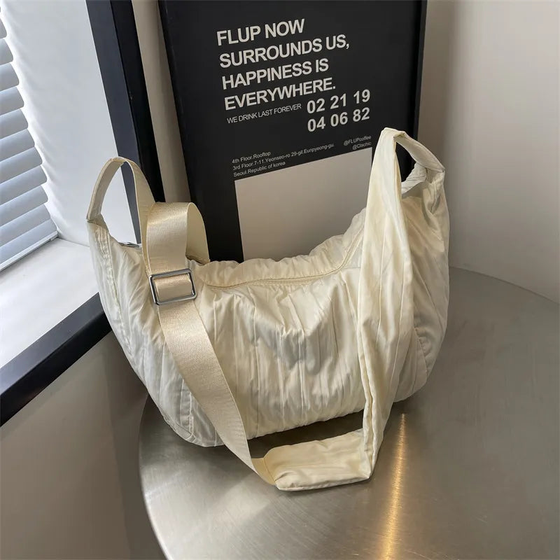 Pleated Dumpling Crossbody Bag-AURA REGALIA 