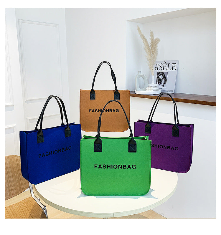 Fashion Large Capacity Tote Bag Women's Creative Shoulder Bag Commuter Handbag Felt Klein Blue Mummy Storage Bag