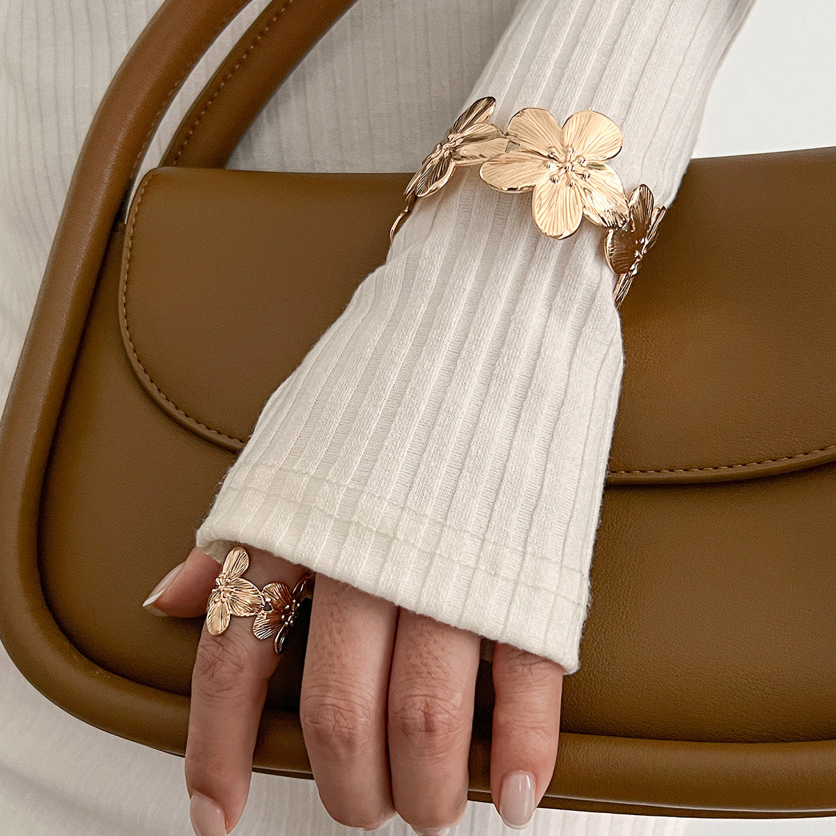 Fashionable striped butterfly bracelet, metallic irregular starfish Bracelet set
