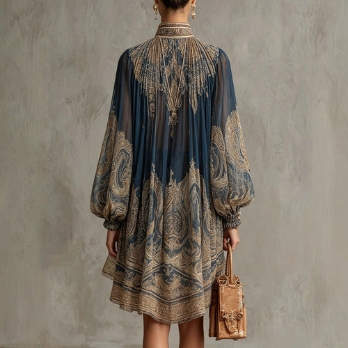 Aura Regal Baroque Chiffon Mini Dress