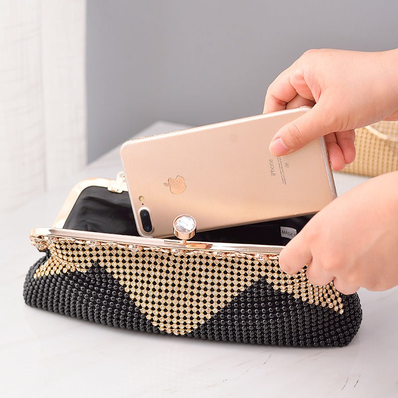Water Diamond Dinner Bag Celebrity Handheld Bag Fashion Diagonal Straddle Bag New Versatile Evening Dress Bag Girl-AURA REGALIA 