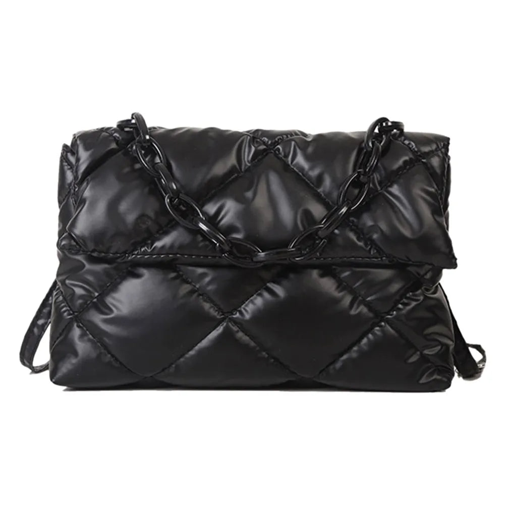 Glossy Female Cotton-padded Handbag