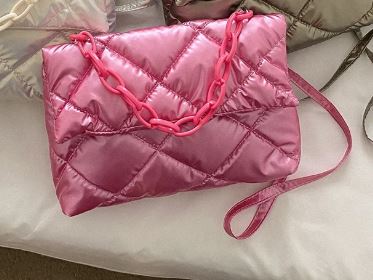 Glossy Female Cotton-padded Handbag