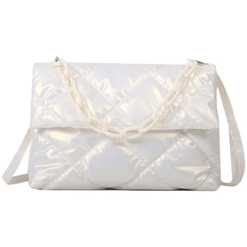 Glossy Female Cotton-padded Handbag