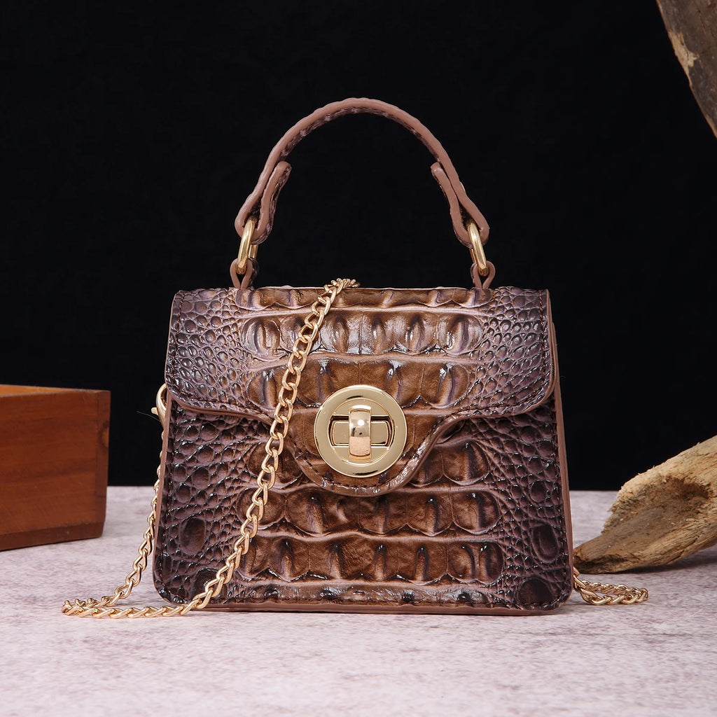 Crocodile Embossed Handbag Classic Style Little Handbag Crossbody Bag Women's Satchel Purse