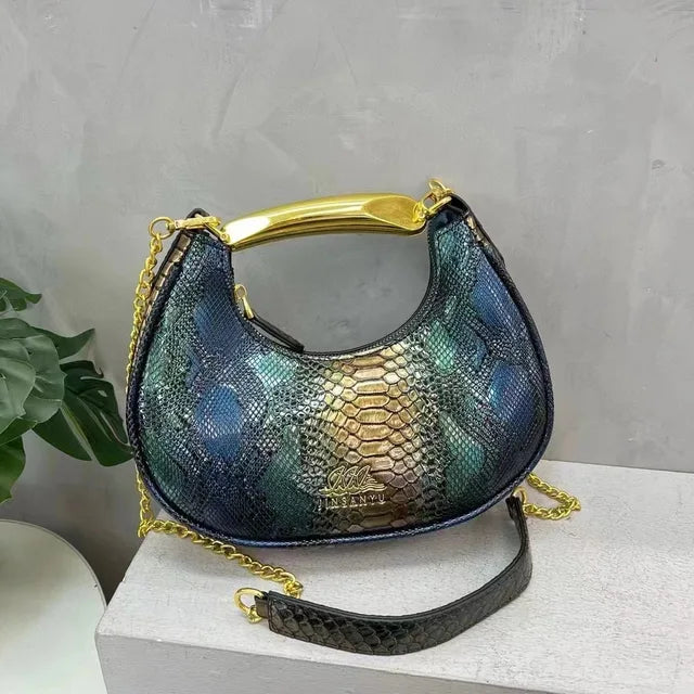 New Textured Crossbody Bag Women's Cross-border Shoulder Bag Crocodile Pattern Underarm Bag Personalized Design Bag