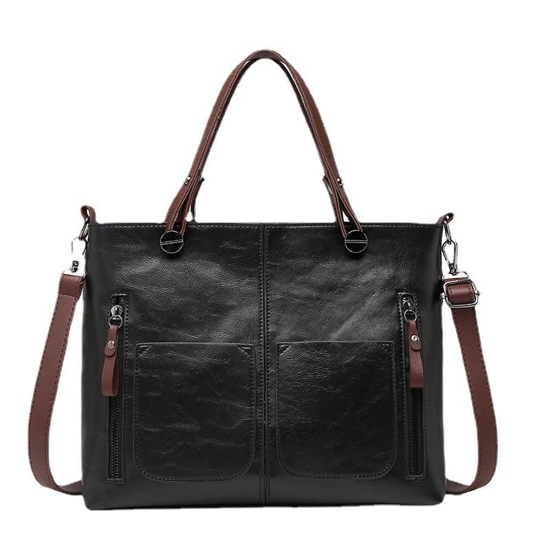 European and American fashion shoulder bag for women large capacity retro women's tote bag simple diagonal cross bag-AURA REGALIA 