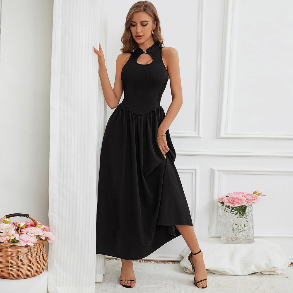 Sexy half-tall non-cufflinked dress, Opened back