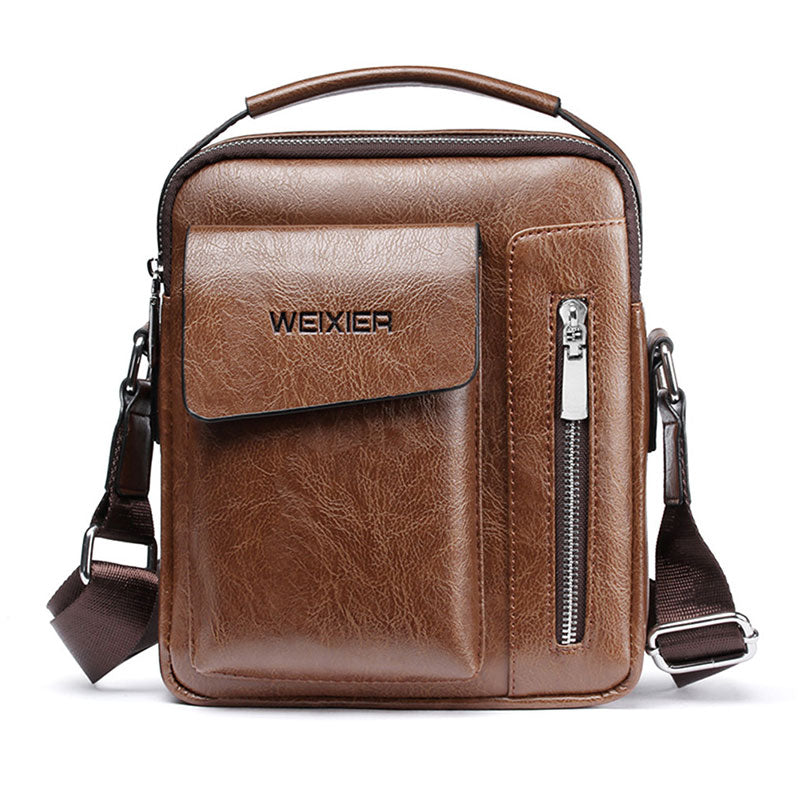Casual Men Shoulder Bag Vintage Crossbody Bags High Quality Male Bag PU Leather Handbag Capacity Men Messenger Bags Tote Bag-AURA REGALIA 