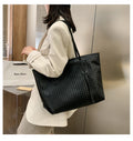 Bolsos de Hombro de Punto para Mujer Bolsos de Mano Informales Negros de Diseñador de Gran Capacidad de Cuero PU Paquetes de Lujo