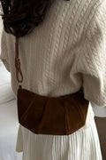 Suede Croissant Shape Shoulder Bag-AURA REGALIA 