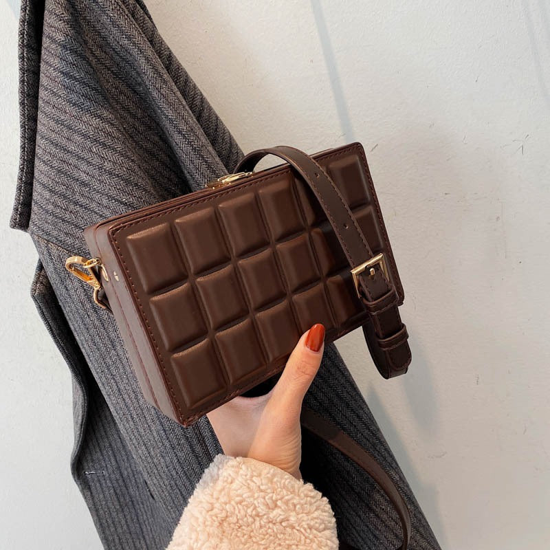 Fashionable embossed shoulder bag chocolate crossbody bag-AURA REGALIA 