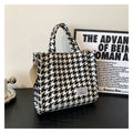 Houndstooth Tote Bag Women's New Trendy Korean Version Of The Western Style Handbag Fashion Commuter Shoulder Messenger Bag-AURA REGALIA 