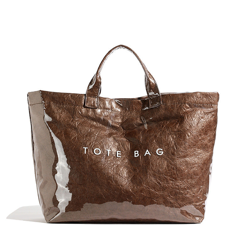 Vintage PVC tote with DuPont lettering. Simple, transparent, large - capacity handbag