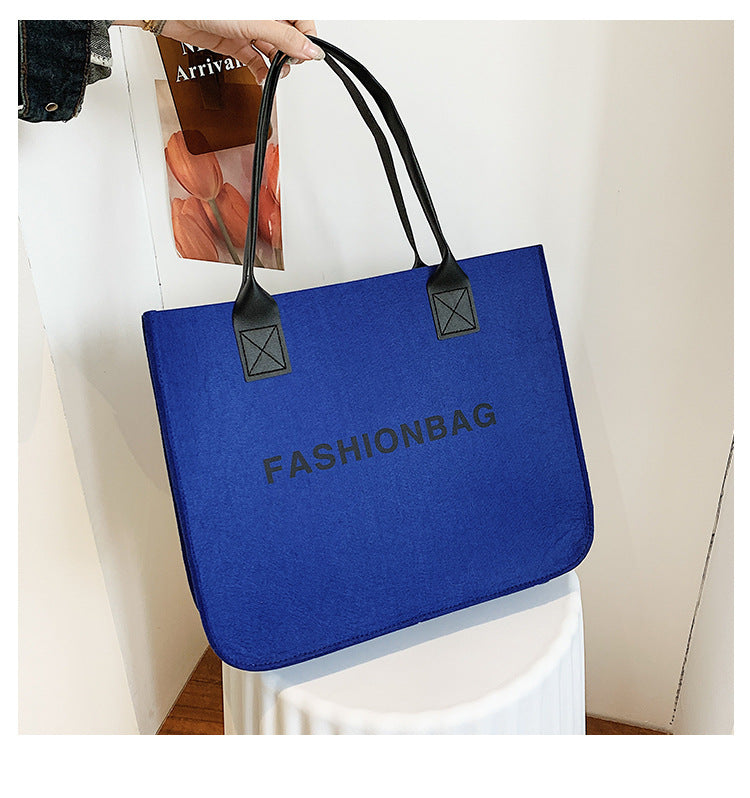 Fashion Large Capacity Tote Bag Women's Creative Shoulder Bag Commuter Handbag Felt Klein Blue Mummy Storage Bag