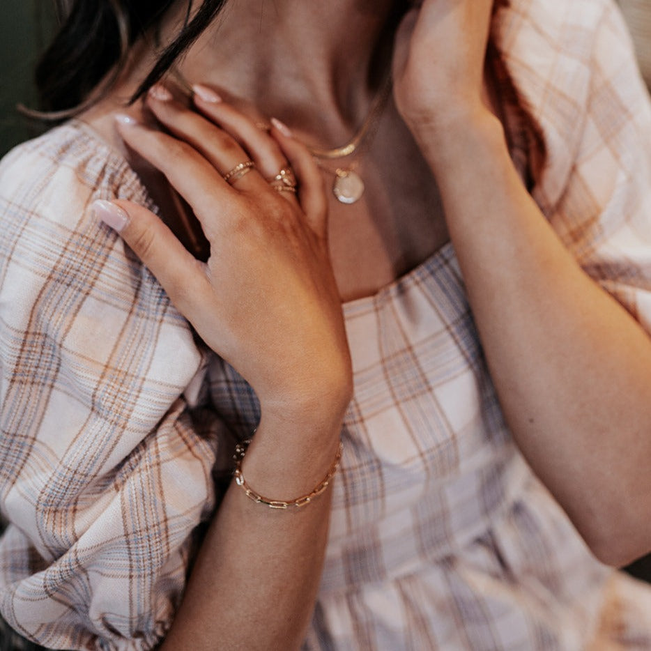 Madeline Gold Filled Paperclip Bracelet-AURA REGALIA 