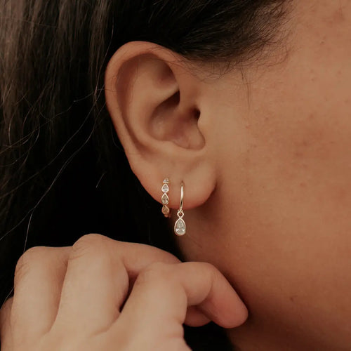 April Raindrop Dangle Hoops-AURA REGALIA 